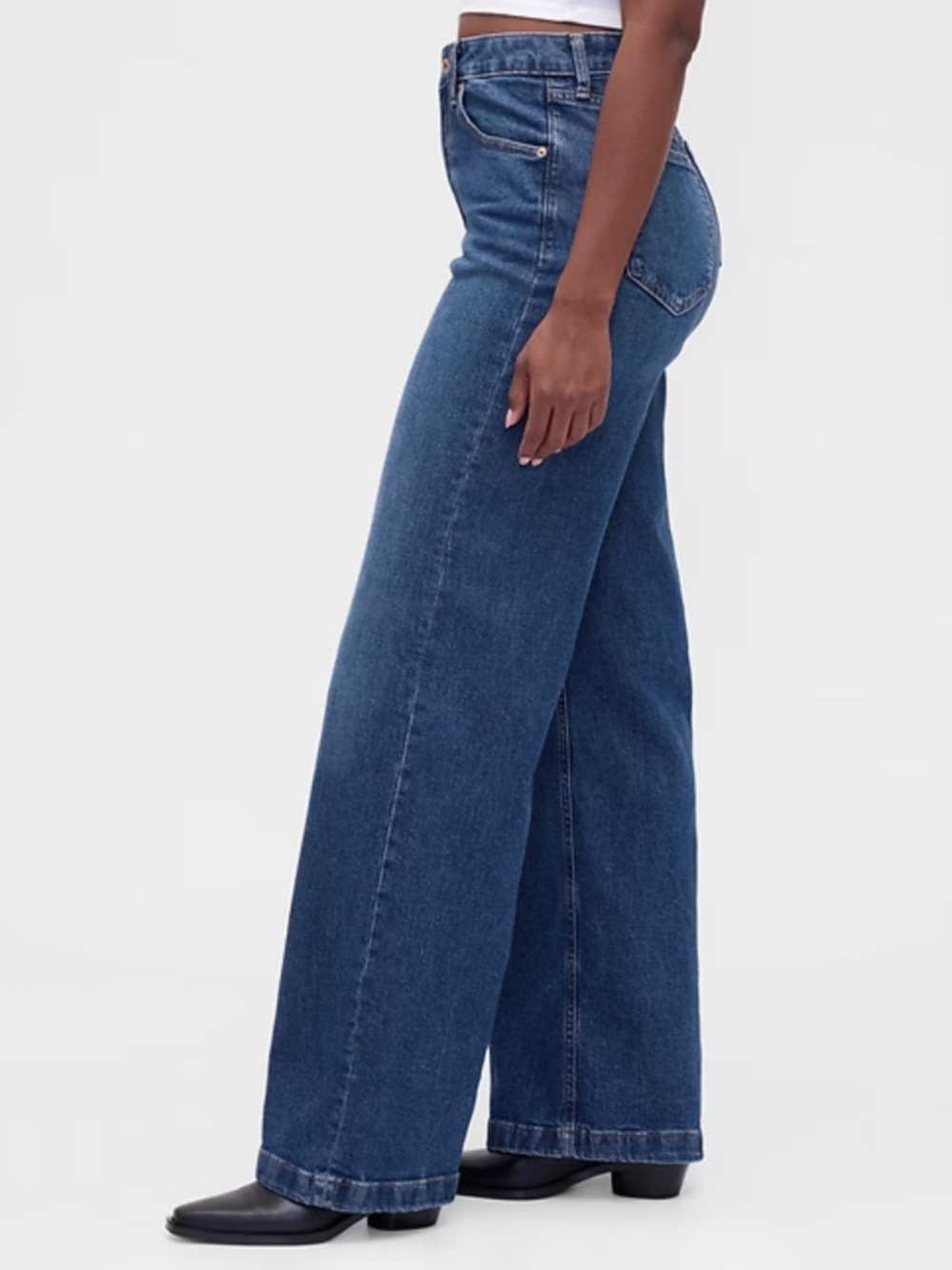 NWT Curvy High Rise Stride Wide-Leg Jeans Dark Indigo - Picture 3 of 9